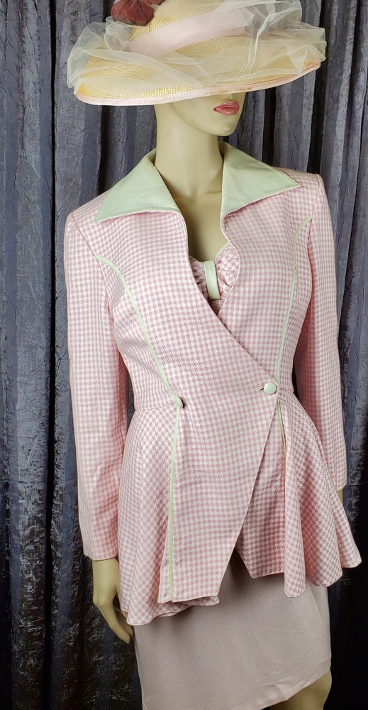 Jimmy Gamba Vintage 1980's Peplin Jacket and Dress Leather Collar Pinup